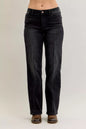 Judy Blue mid-rise straight jeans with western seam detail, featuring classic denim and a stylish fit.