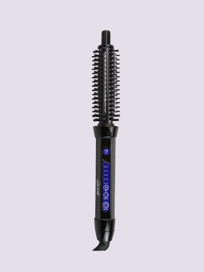 Black Trendsi temperature control curling iron with 18mm barrel and European plug, featuring adjustable heat settings for versatile styling.