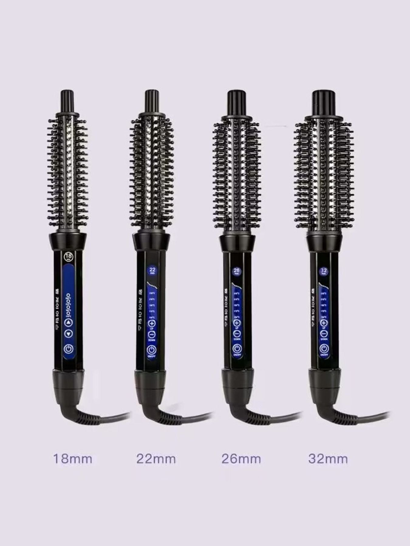 Black Trendsi 18mm temperature control curling iron with European plug, showcasing its sleek design and adjustable temperature feature.
