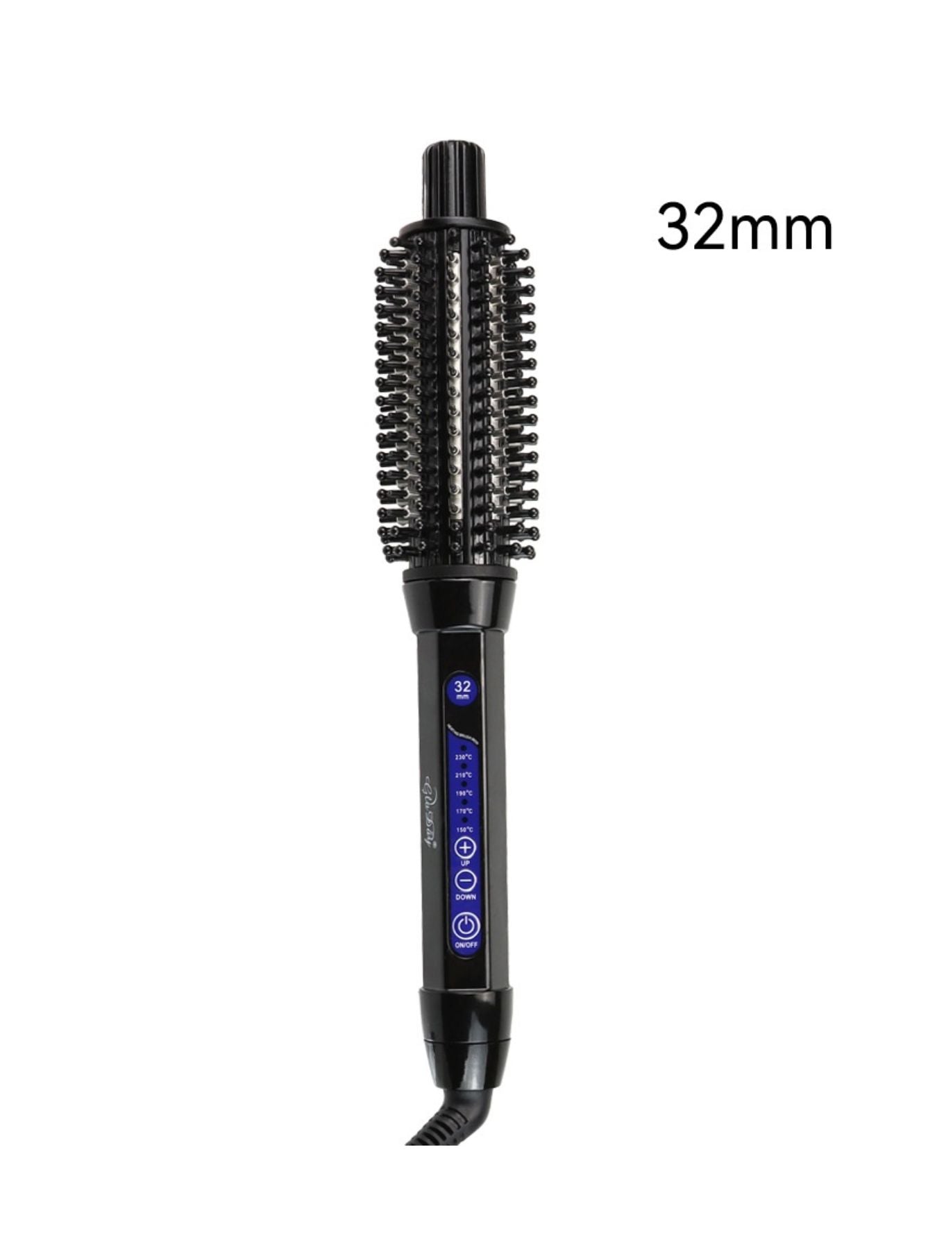 Black Trendsi 18mm temperature control curling iron with European plug showing adjustable heat settings and ceramic barrel.