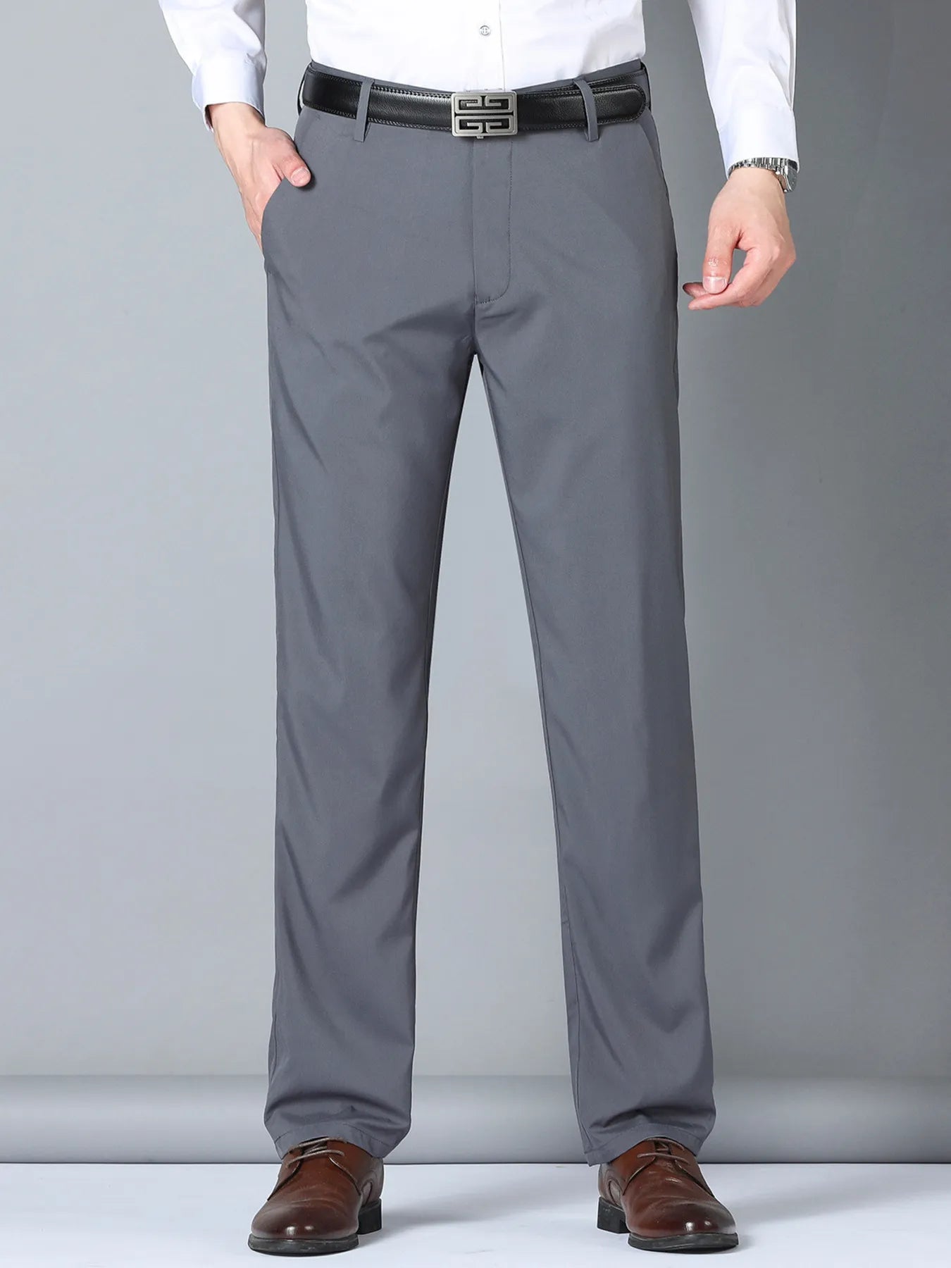 Men's black slim fit casual pants by Trendsi, shown in size 29, with a tailored fit and comfortable fabric for everyday wear.