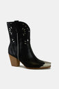 Black Beast Fashion cut-out floral embroidery boots with intricate floral designs and cut-out details, stylish and trendy footwear.
