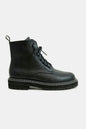 Black faux leather lace-up boots with side zipper from Beast Fashion by Trendsi, featuring a stylish and durable design.