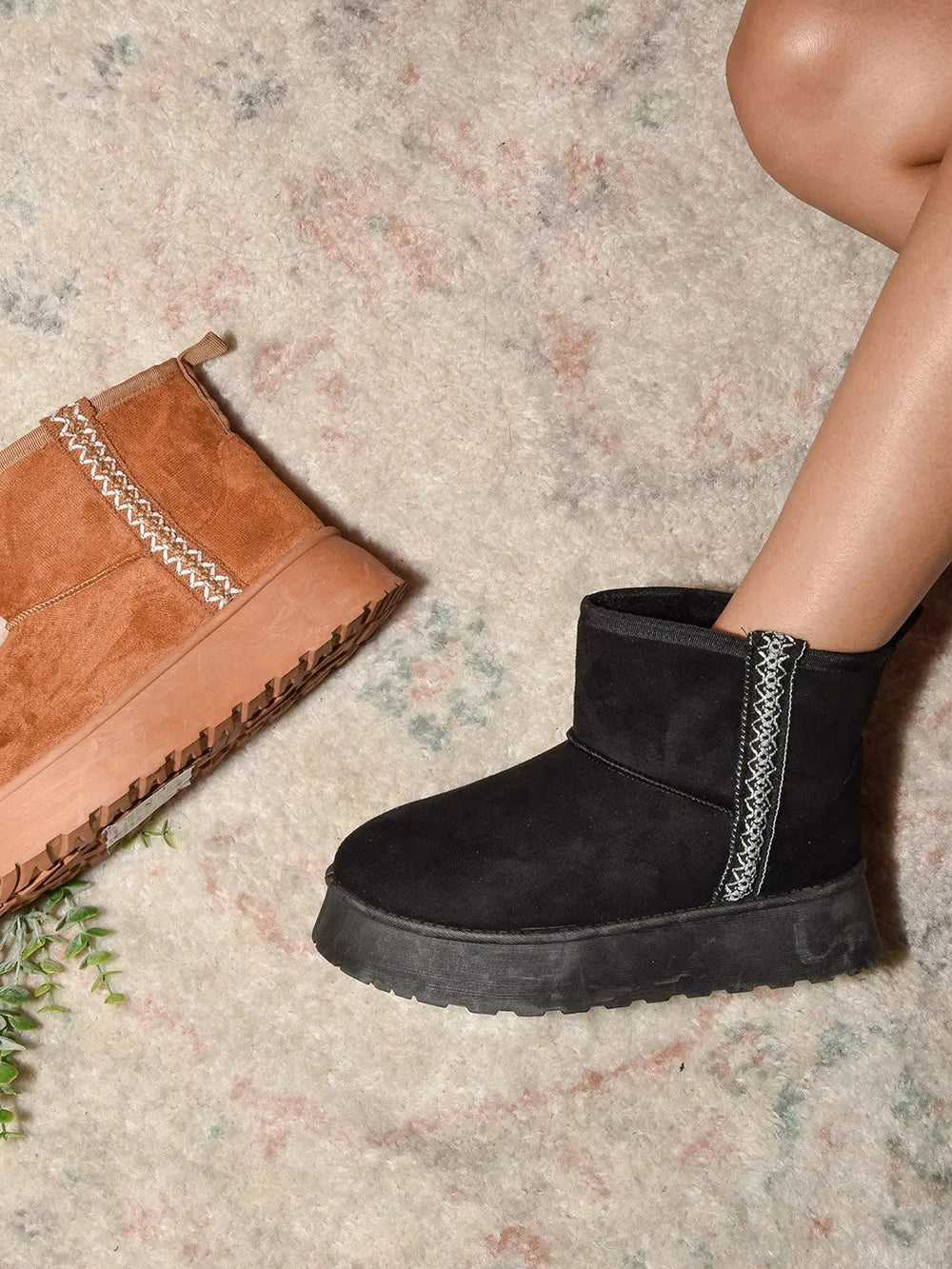 Black Wild Diva round toe platform boots with chunky soles and lace-up design, featuring a trendy, bold style.