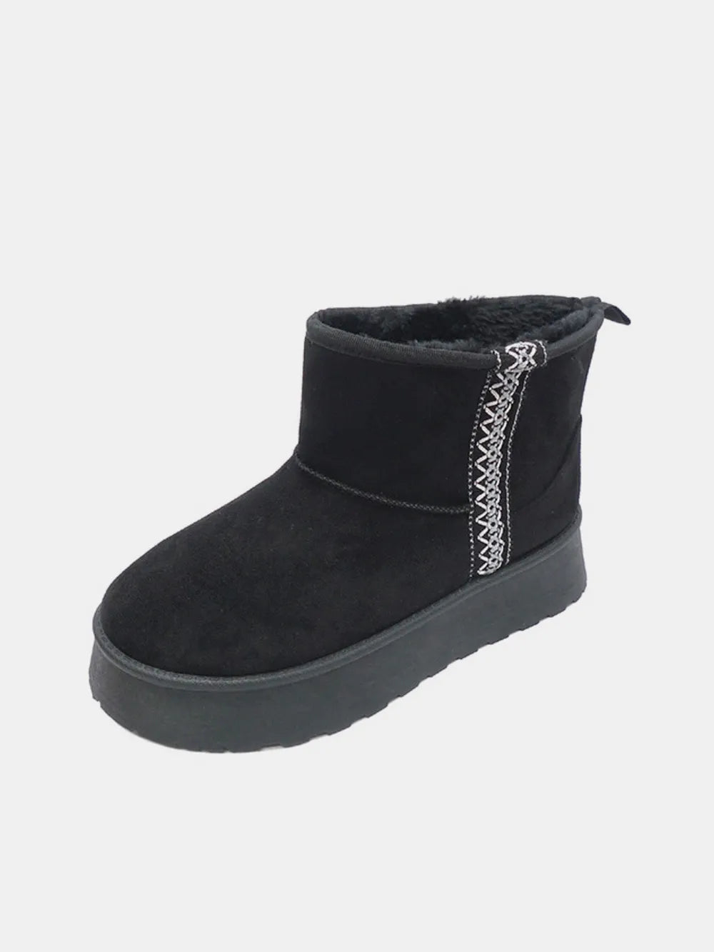 Black Wild Diva round toe platform boots with chunky heels and lace-up front, stylish and trendy footwear from Trendsi.