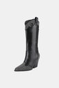 Black Weeboo Western boots with chunky heel and rhinestone decor, stylish trendy cowboy footwear.
