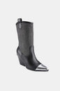 Black Weeboo chunky heel rhinestone Western cowboy boots by Trendsi, featuring sparkling rhinestones and classic Western style.