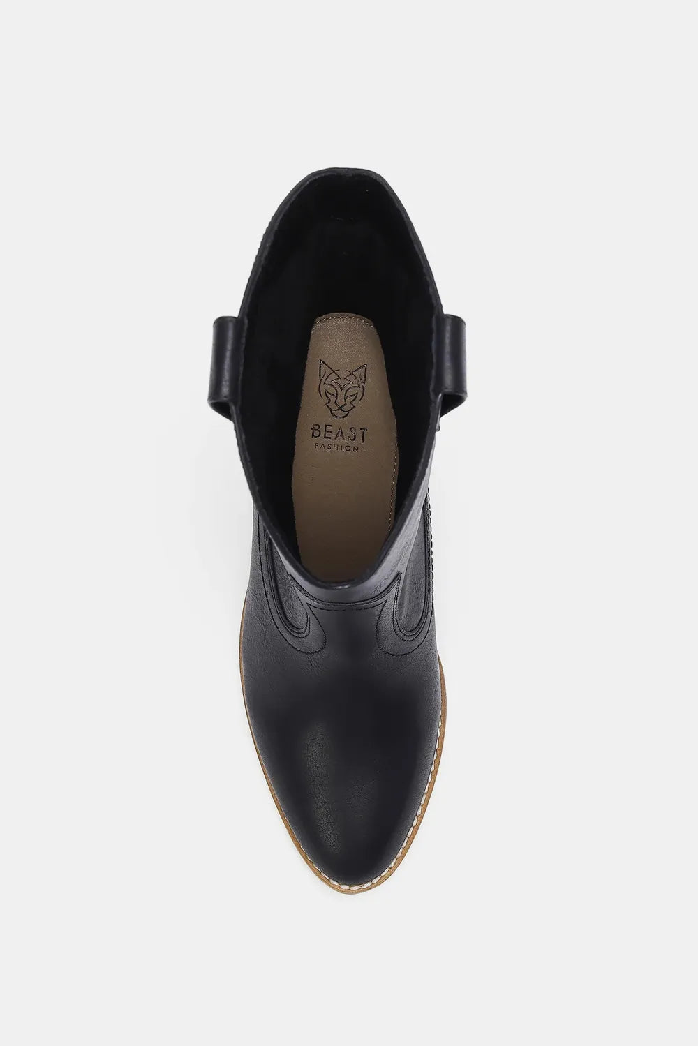 Black butterfly cut detail point toe boots by Beast Fashion featuring trendy design and sleek style.