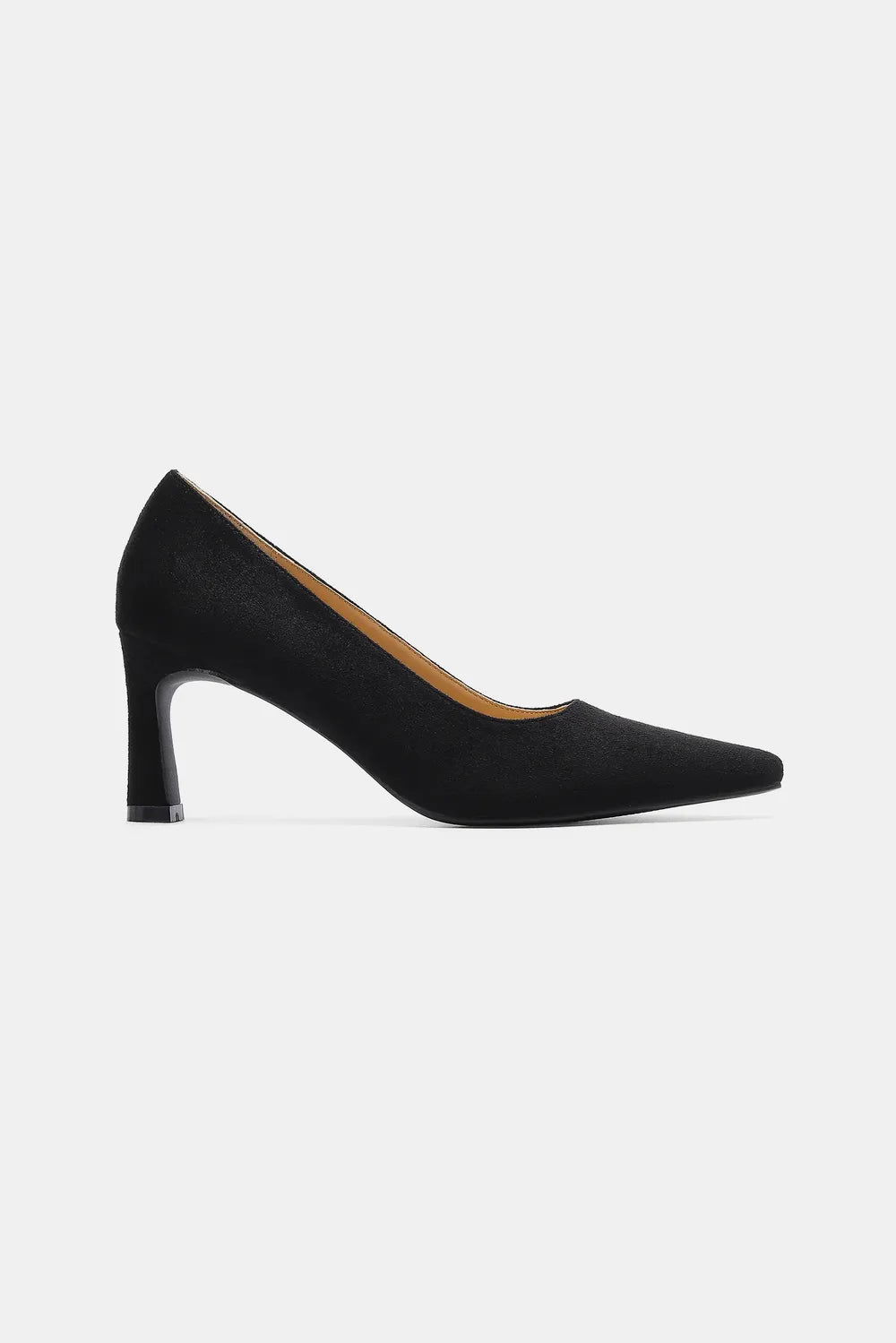 Black faux suede point toe pumps by Beast Fashion featuring a sleek, elegant design, perfect for stylish professional or casual wear.