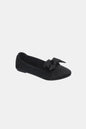 Black Forever Link bow tie slip-on ballet flats by Trendsi, featuring a stylish bow detail and comfortable slip-on design.