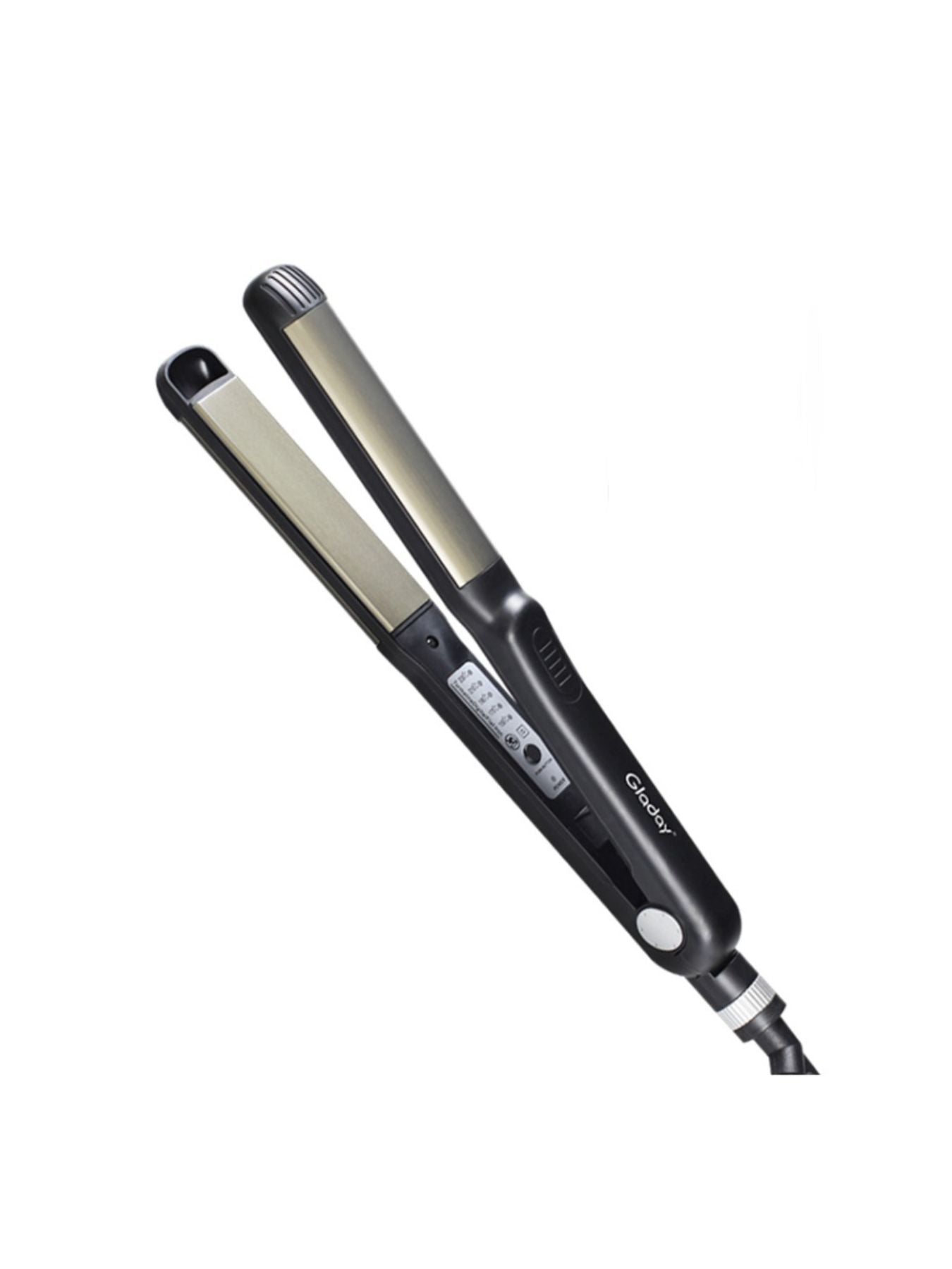 Black Trendsi 2-in-1 hair straightener and curler with European plug, showing sleek design and dual styling features.