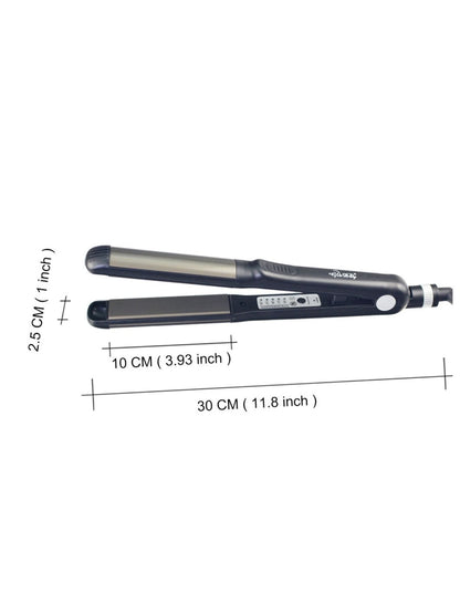Trendsi black 2-in-1 hair straightener and curling iron with European plug, versatile styling tool for straight and curly hair.