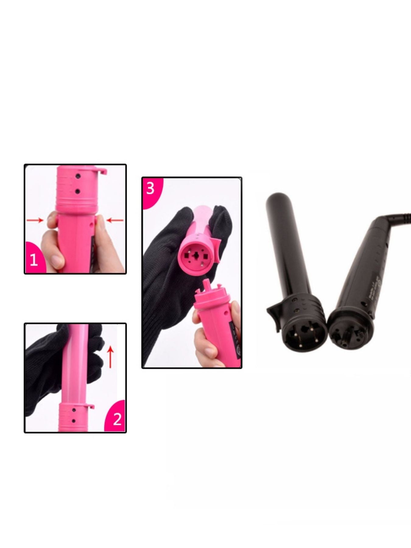 Black 6-in-1 interchangeable curling iron by Trendsi with European plug, showing multiple barrel attachments for versatile styling.