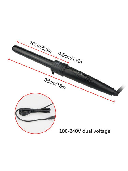 Black 6-in-1 interchangeable curling iron by Trendsi with European plug, showing various barrel attachments for versatile styling.