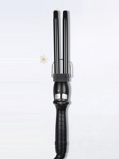 Black adjustable temperature curling iron with European plug by Trendsi, showcasing the curling barrel and control dial.