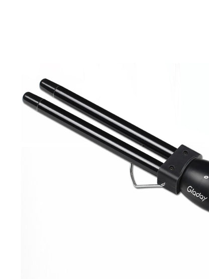 Black adjustable temperature curling iron by Trendsi with European plug, designed for creating styled curls and waves.