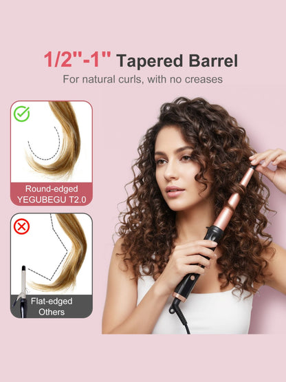 Black Trendsi adjustable temperature hair curling iron with European plug and ergonomic design for versatile styling.