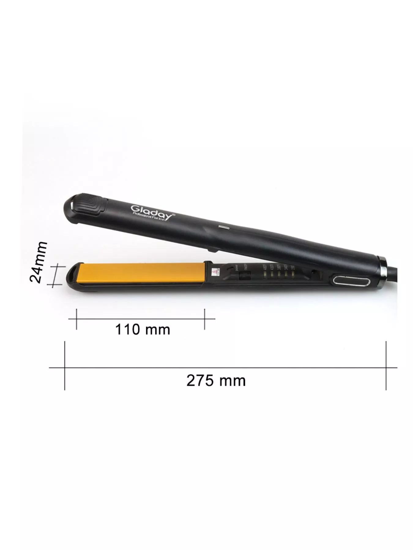 Black Trendsi adjustable temperature hair straightener with European plug, showcasing sleek design and ceramic plates for smooth styling.