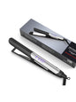 Black Trendsi adjustable temperature hair straightener with European plug, sleek design, and ceramic plates for smooth styling.