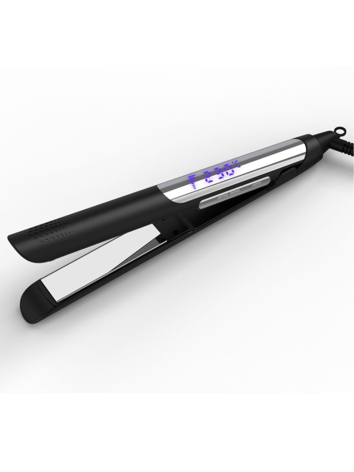 Black adjustable temperature hair straightener by Trendsi with European plug and ceramic plates for sleek styling.