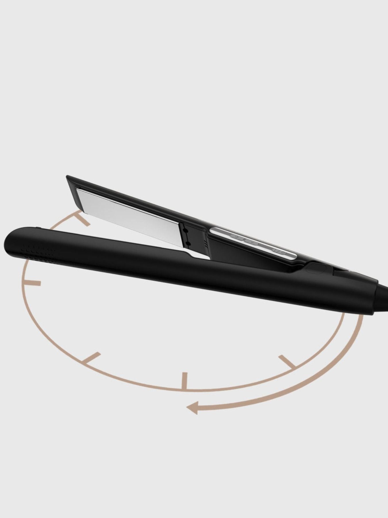 Black adjustable temperature hair straightener from Trendsi with European plug, designed for versatile styling.