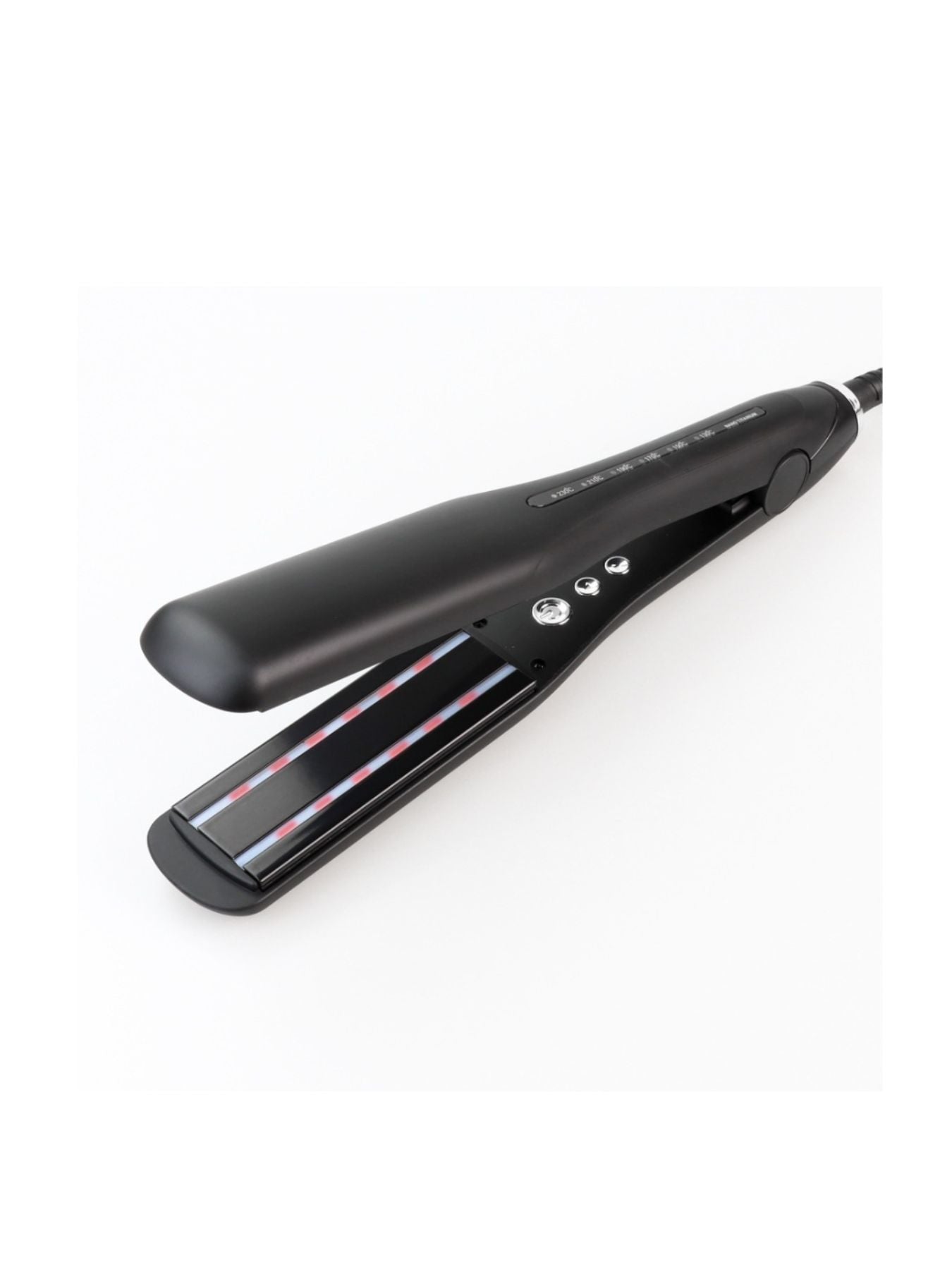 Black adjustable temperature hair straightener by Trendsi with European plug for versatile styling.