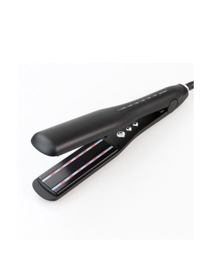 Black adjustable temperature hair straightener by Trendsi with European plug for versatile styling.