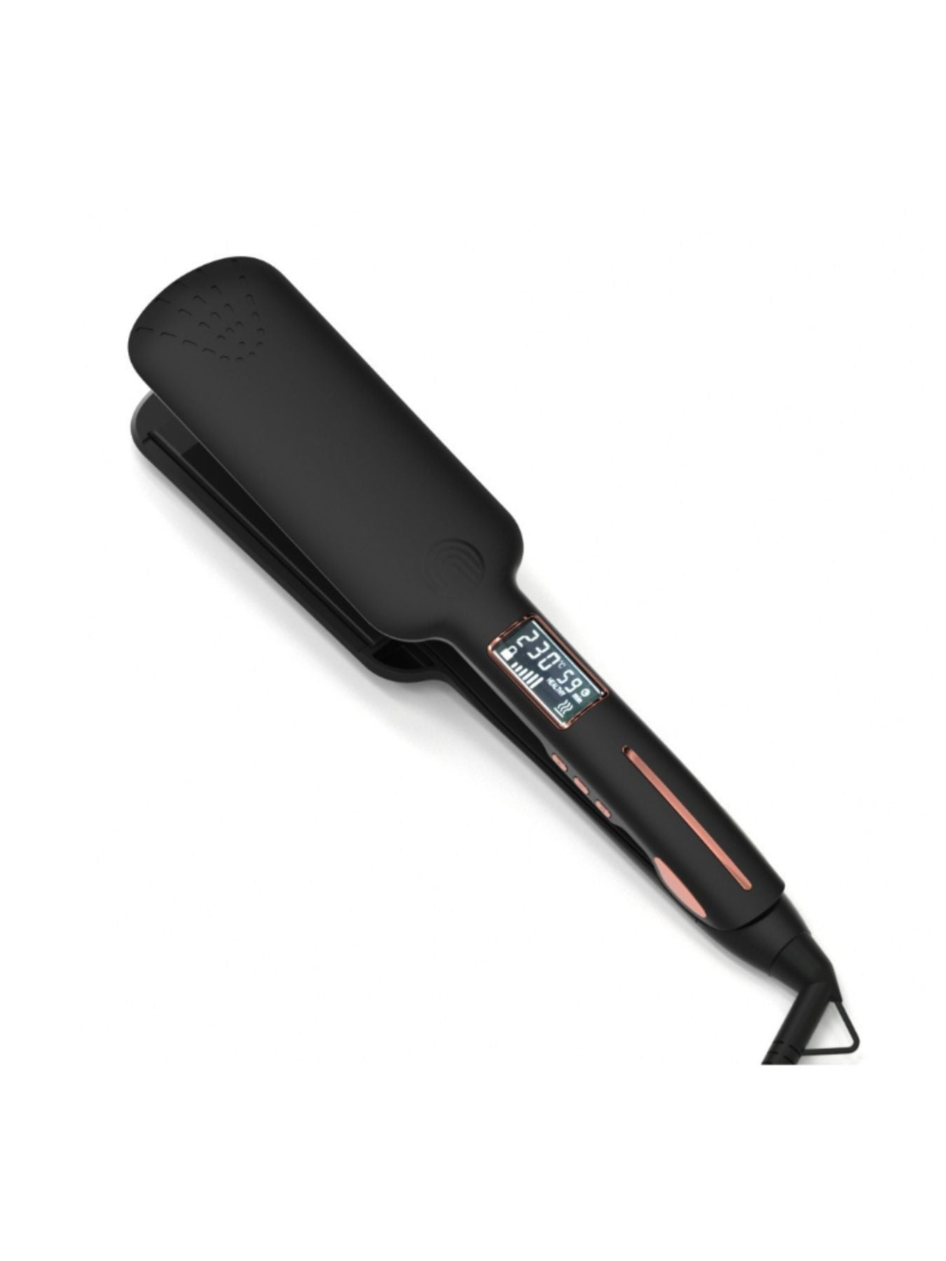 Trendsi black adjustable temperature European plug hair straightener with ceramic plates and digital display for sleek styling.