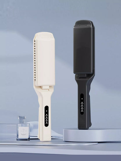 Black adjustable temperature hair straightener by Trendsi with European plug, featuring sleek design and ceramic plates.