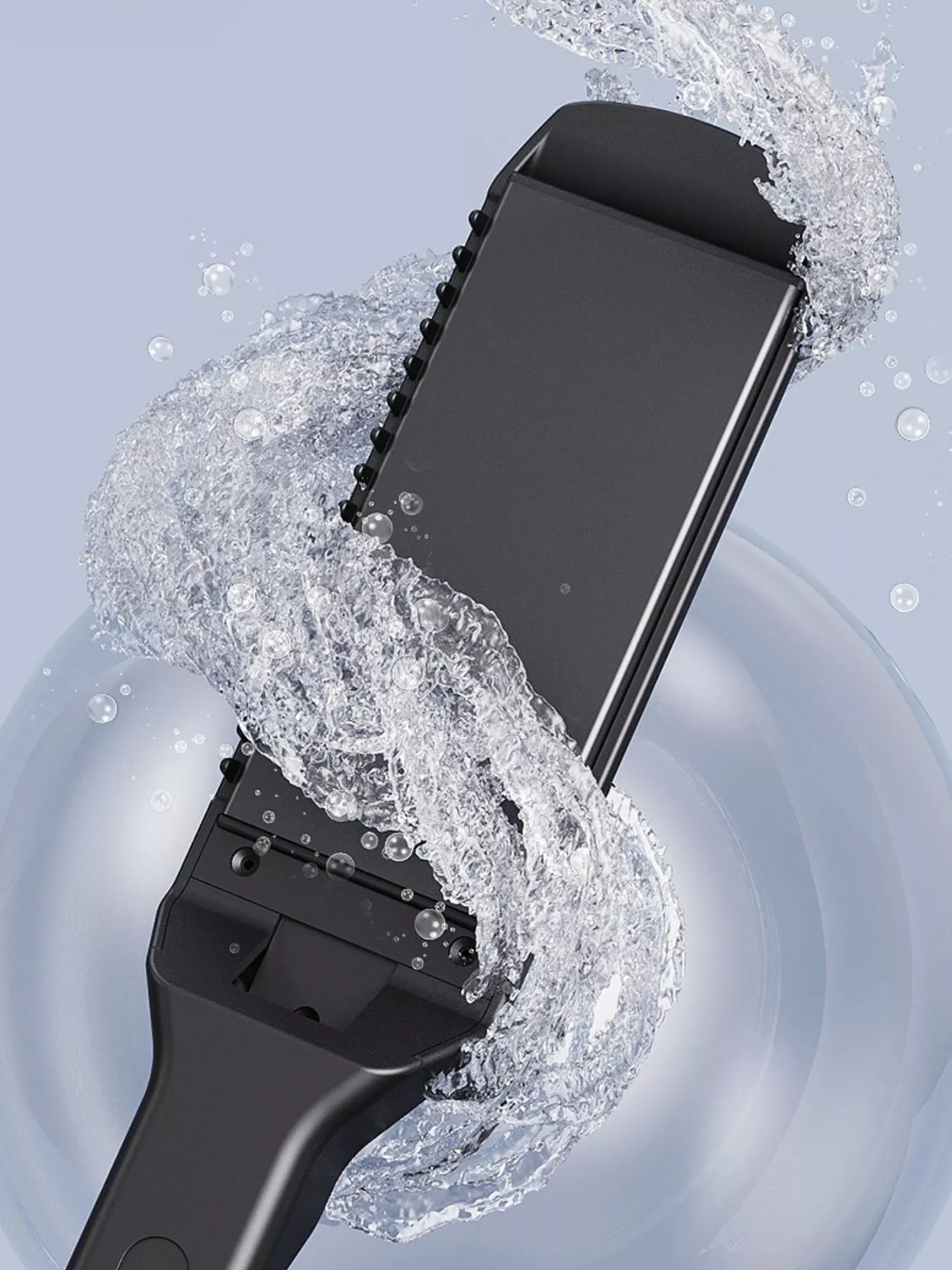 Black adjustable temperature hair straightener by Trendsi with European plug, suitable for styling and sleek hair finish.