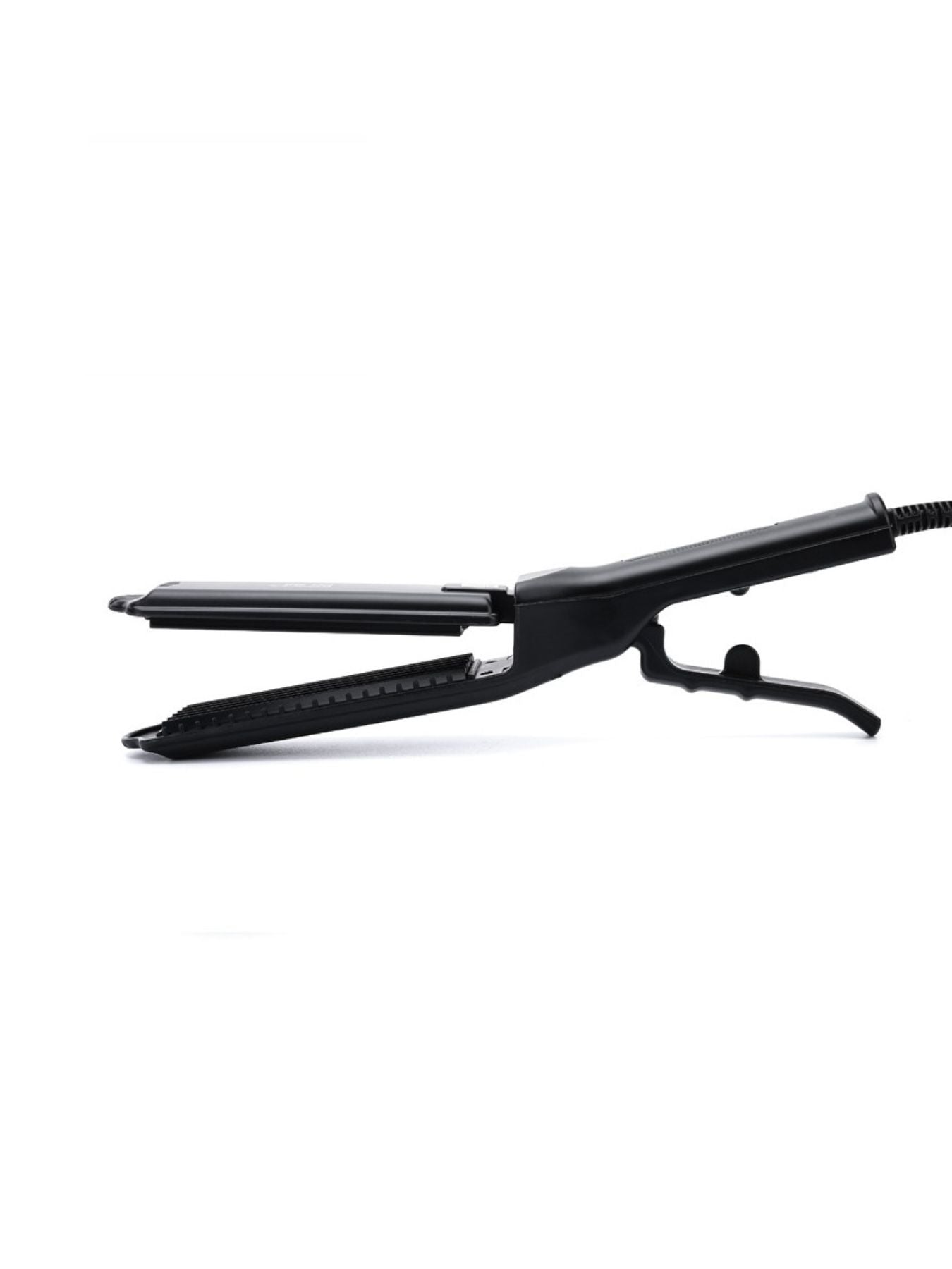 Black Trendsi adjustable temperature hair straightener with European plug, featuring ceramic plates and digital temperature control.