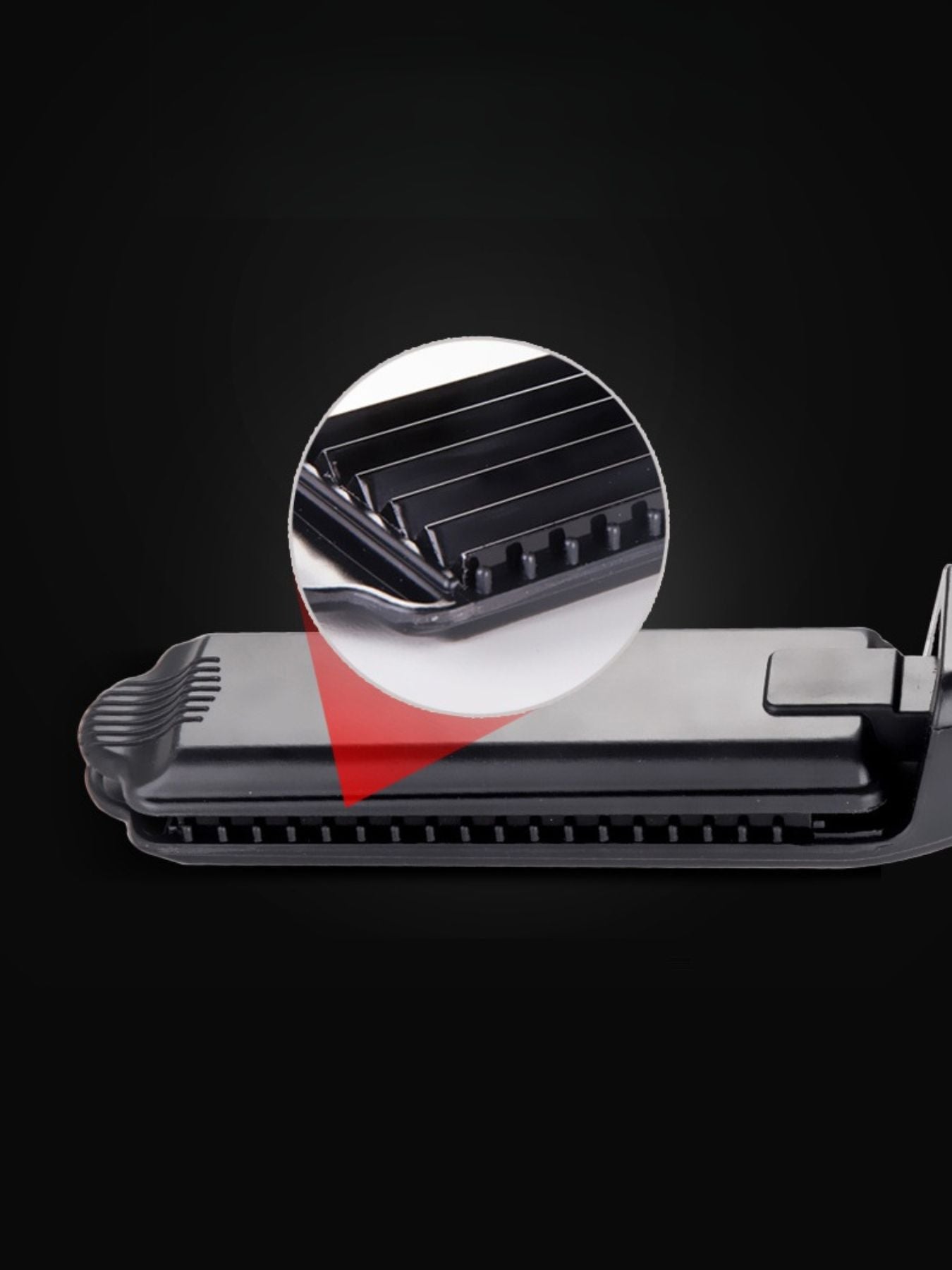 Black Trendsi adjustable temperature hair straightener with European plug, showcasing sleek design and ceramic plates for smooth styling.