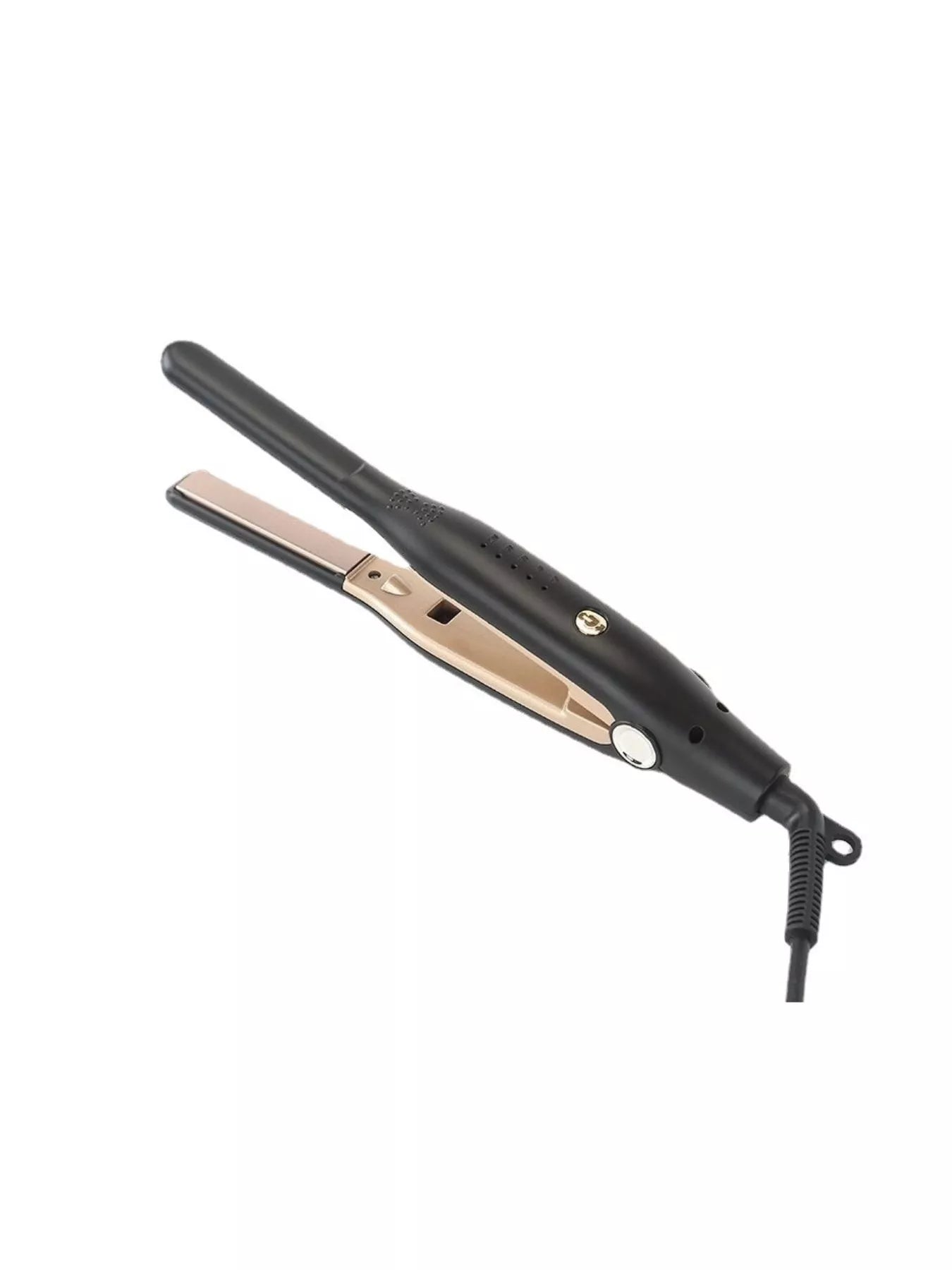 Black adjustable temperature hair straightener by Trendsi with European plug and ceramic plates for sleek styling.