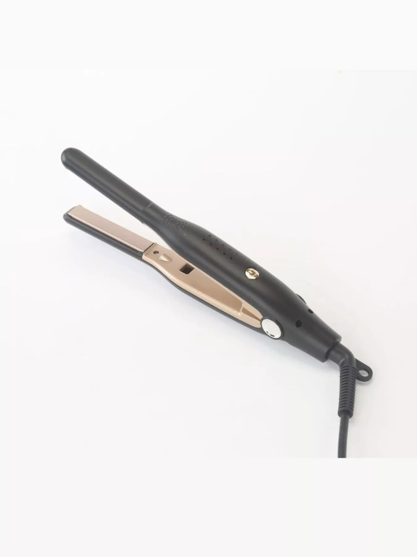 Black Trendsi adjustable temperature hair straightener with European plug, featuring ceramic plates for sleek, straight hair styling.