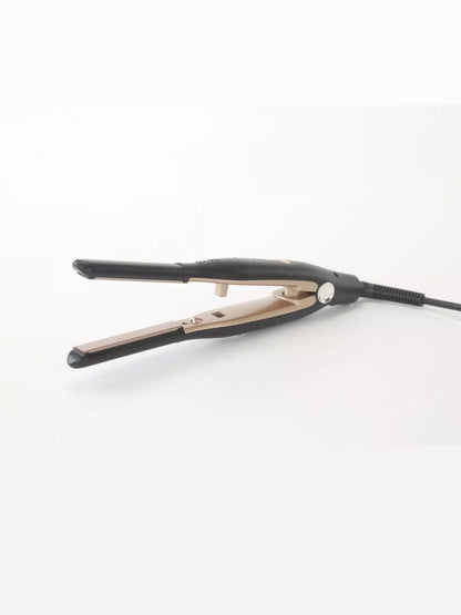 Black Trendsi adjustable temperature hair straightener with European plug, featuring ceramic plates for smooth styling.