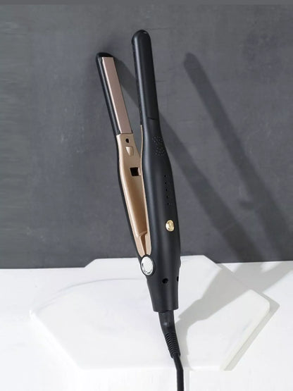 Black Trendsi adjustable temperature hair straightener with European plug, featuring ceramic plates and ergonomic design for styling.