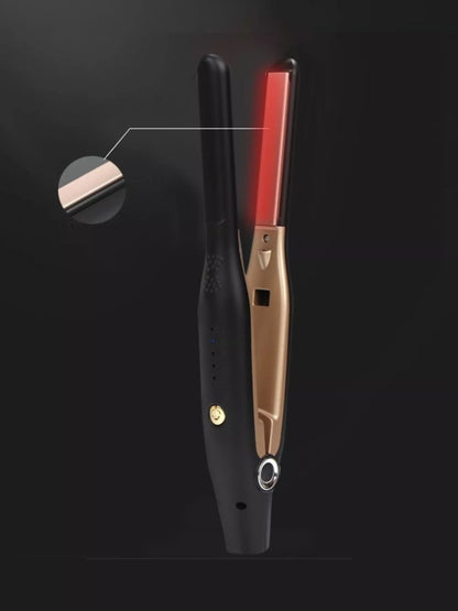 Black adjustable temperature hair straightener by Trendsi with European plug, featuring sleek design and ceramic plates for smooth styling.