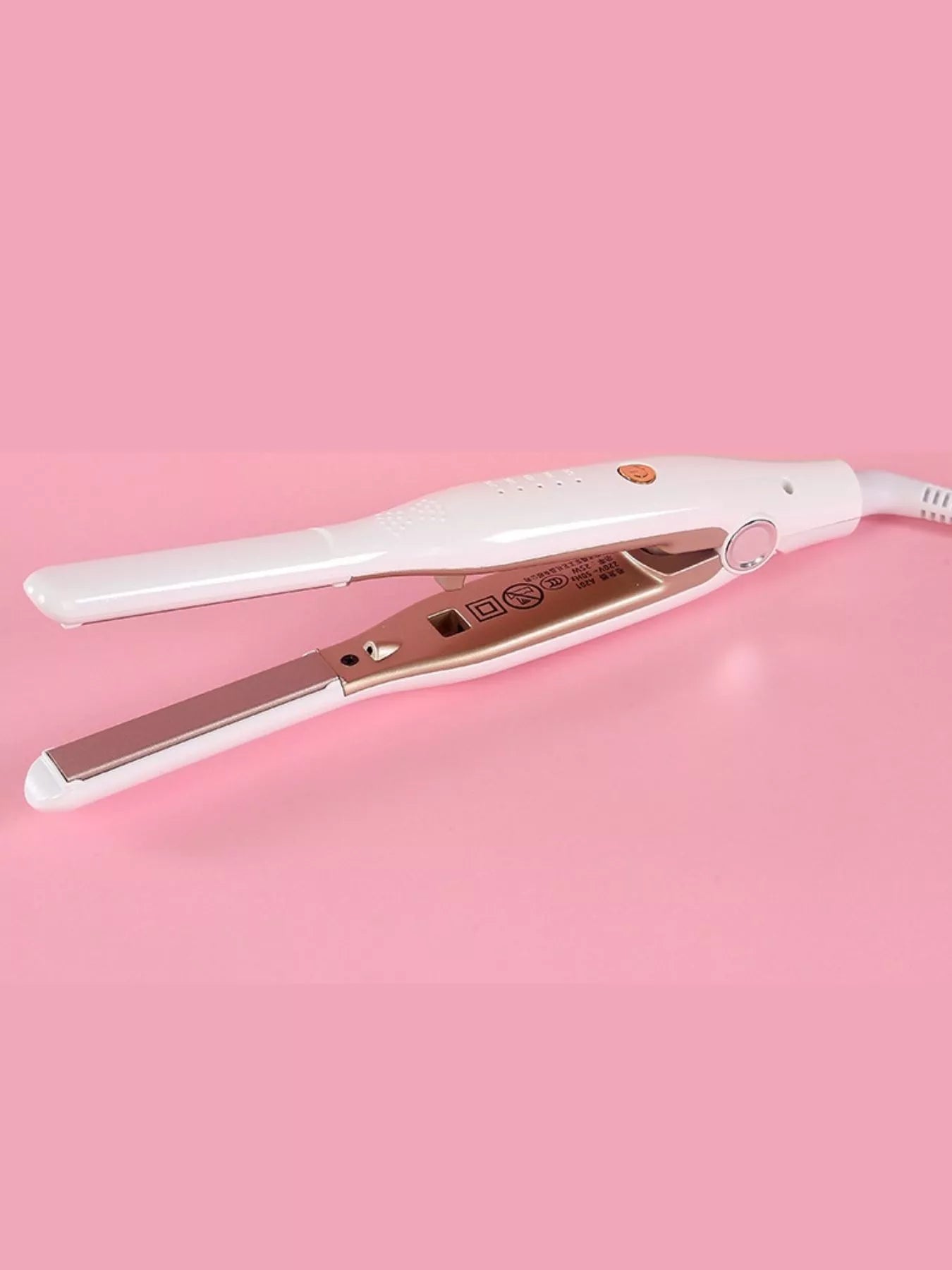 Black adjustable temperature hair straightener from Trendsi with European plug, designed for sleek, straight hair styling.