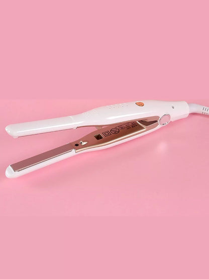 Black adjustable temperature hair straightener from Trendsi with European plug, designed for sleek, straight hair styling.