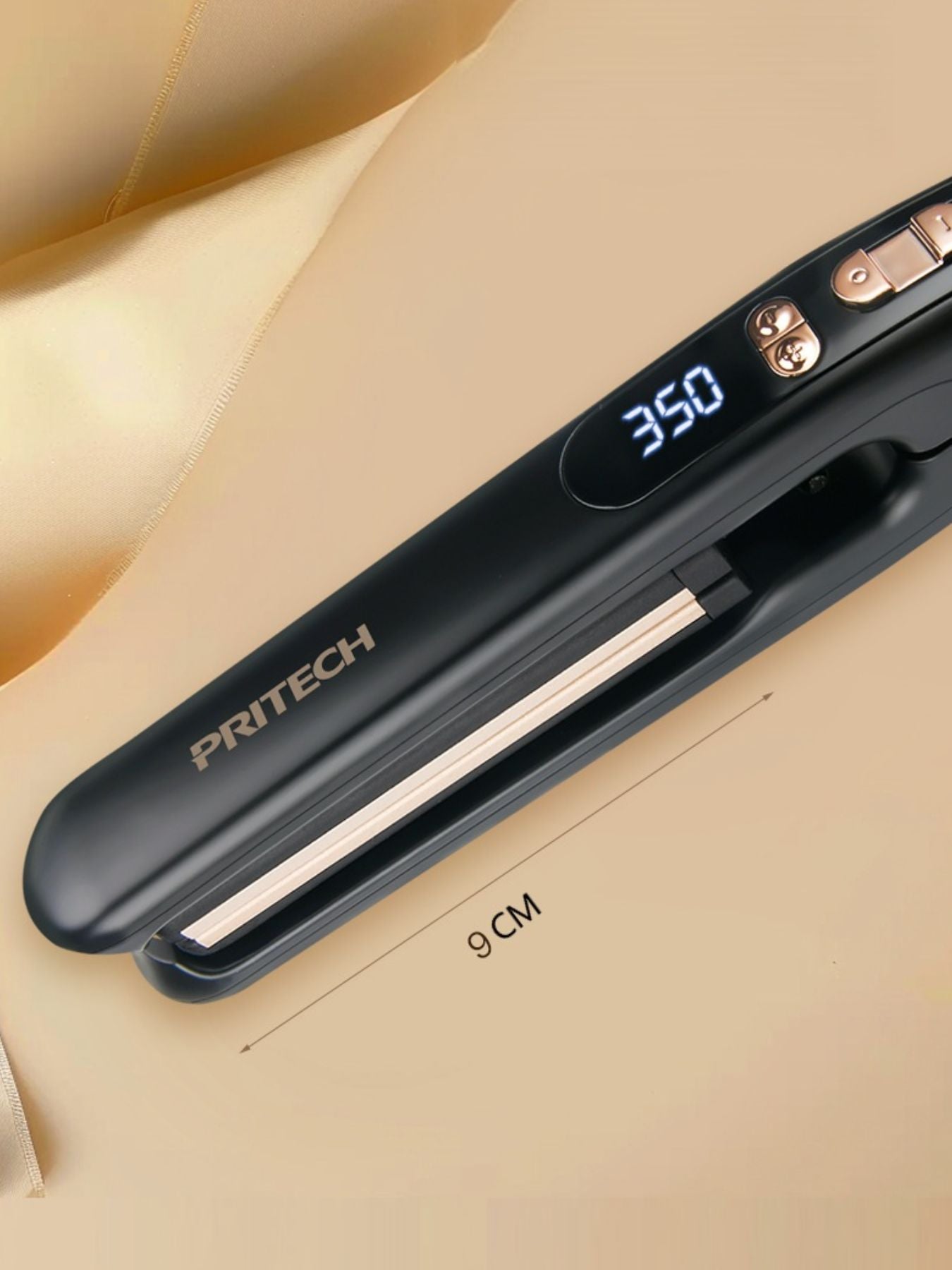 Black Trendsi digital display hair straightener with European plug, featuring sleek design and temperature control for smooth styling.