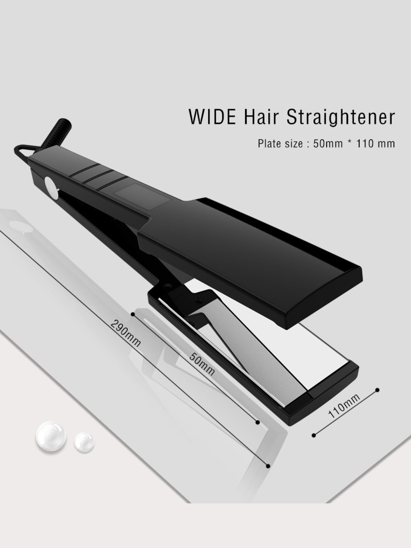 Black Trendsi fast heating hair straightener with European plug, sleek design, and ceramic plates for smooth styling.