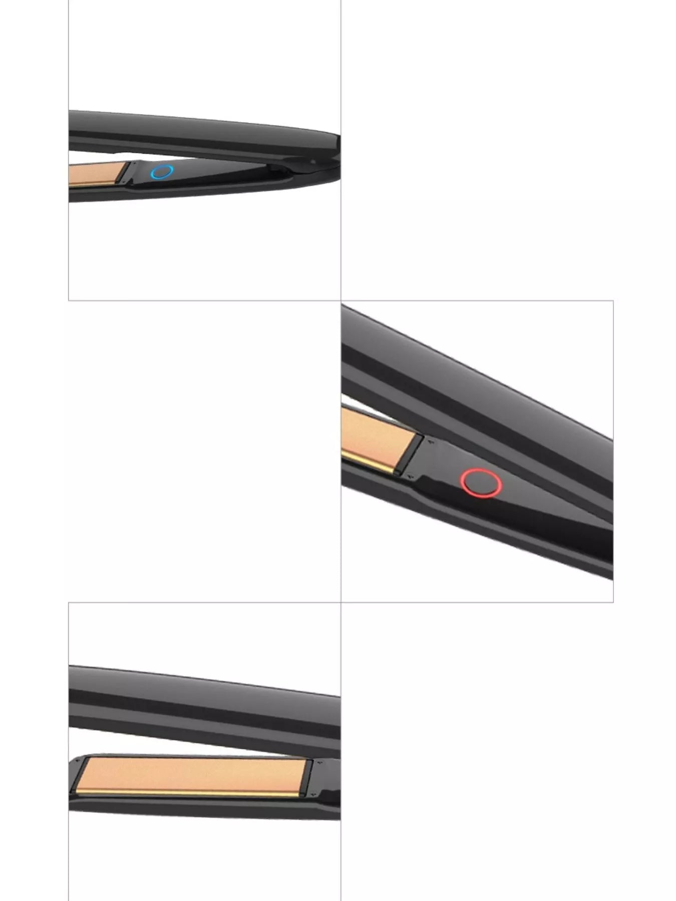 Black Trendsi fast heating hair straightener with European plug, sleek design, and ceramic plates for smooth, shiny hair.