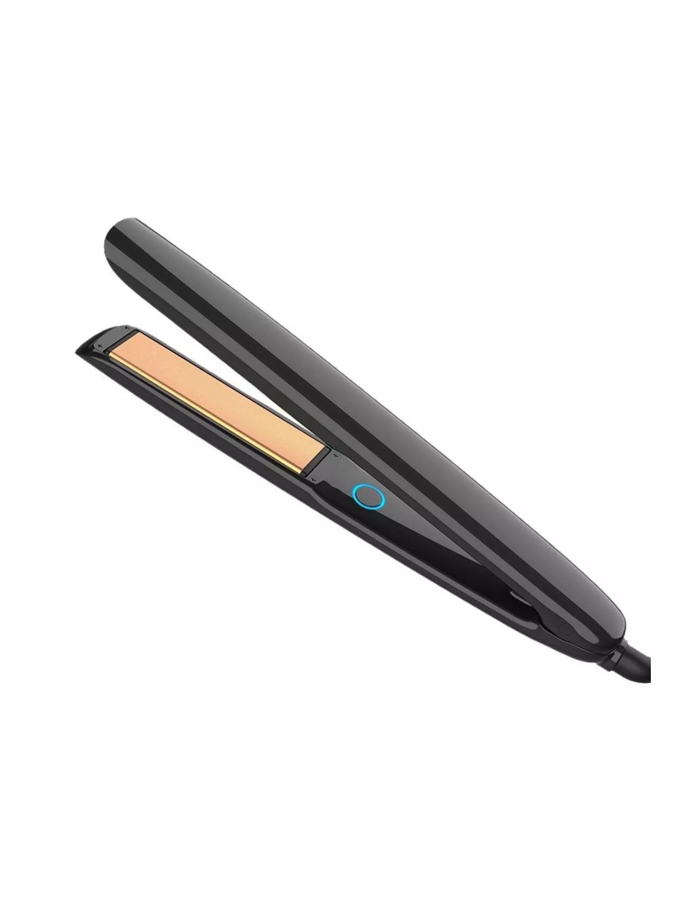 Black Trendsi fast heating hair straightener with European plug, sleek design and ceramic plates for smooth styling.