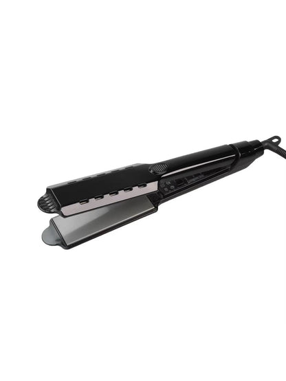 Black Trendsi fast heating hair straightener with European plug, sleek design for quick styling.