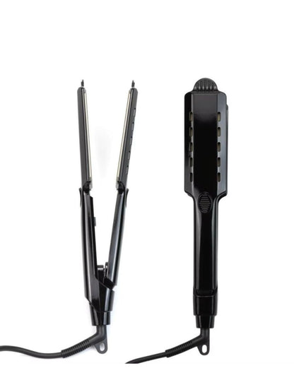 Black Trendsi fast heating hair straightener with European plug, sleek design for quick styling and smooth, straight hair.