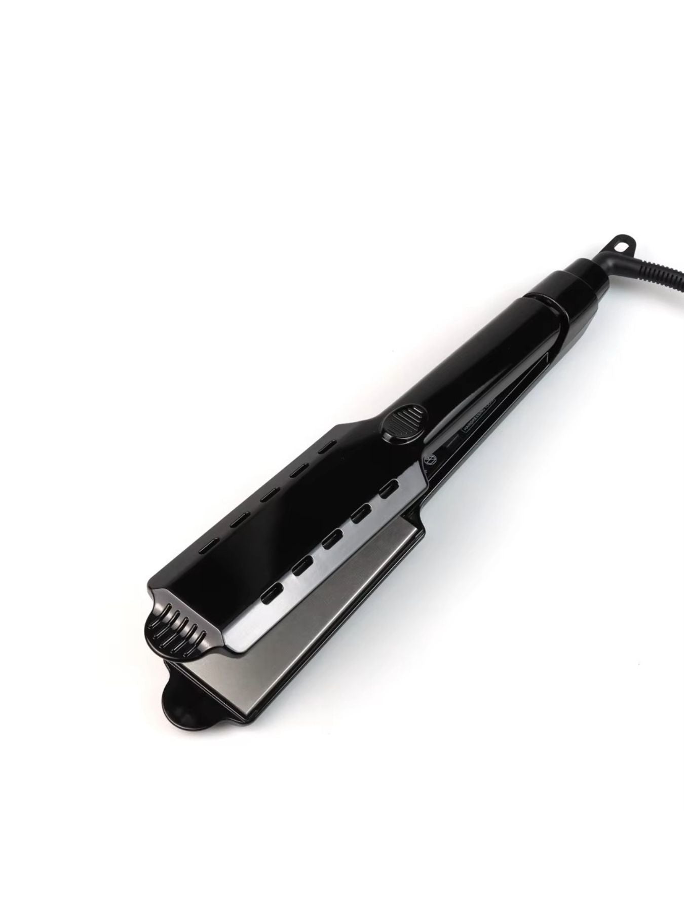 Trendsi black fast heating hair straightener with European plug, sleek design, and ceramic plates for smooth styling.