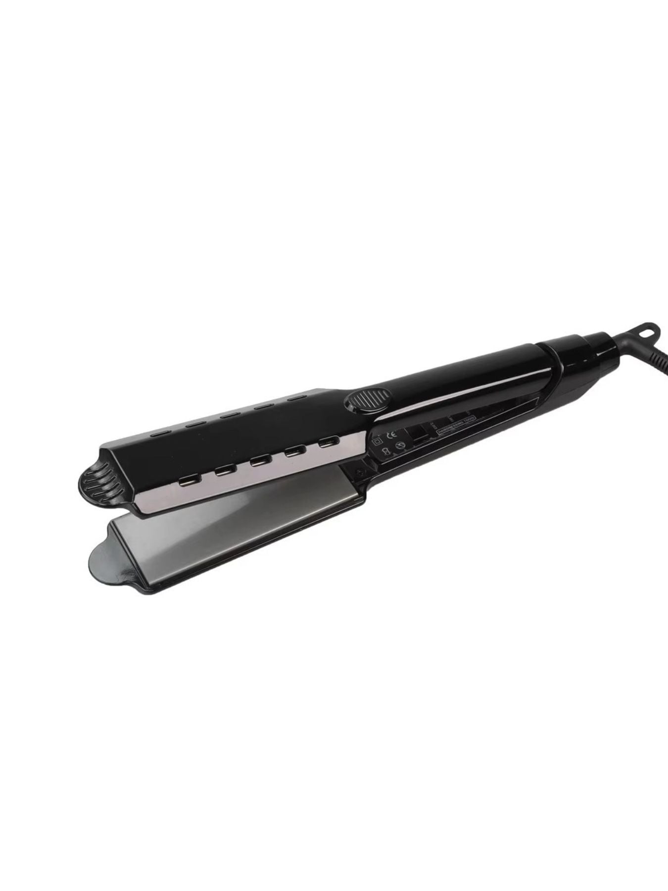Black Trendsi fast heating hair straightener with European plug, sleek design for quick, smooth styling.