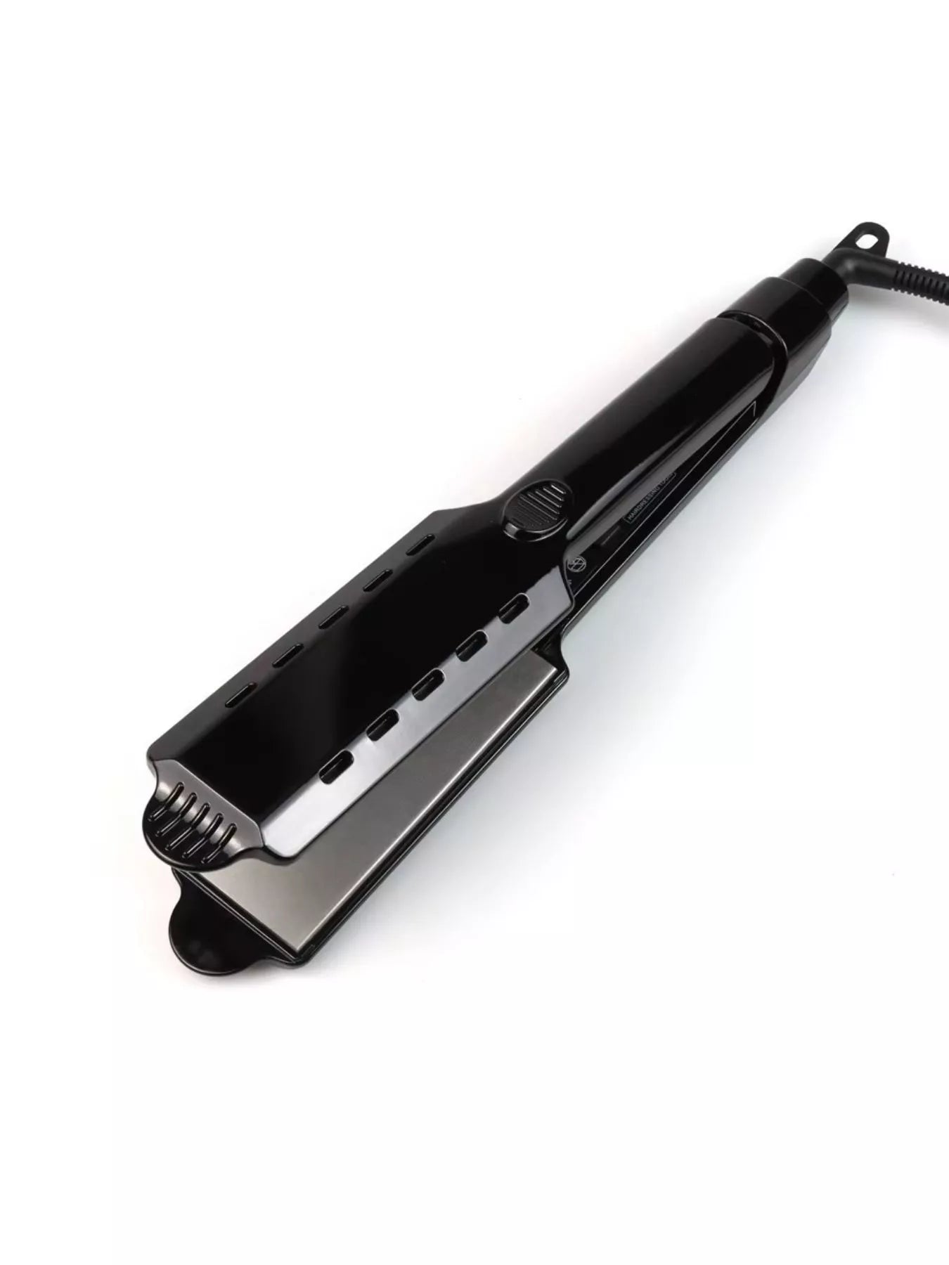 Black Trendsi hair straightener with European plug, fast heating technology, designed for sleek, straight hair styling.