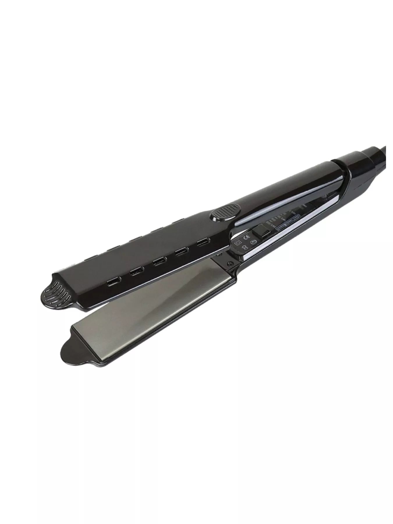 Black Trendsi fast heating hair straightener with European plug, sleek design for quick styling and smooth, straight hair.