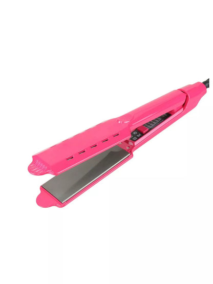 Black Trendsi fast heating hair straightener with European plug, sleek design, and ceramic plates for smooth styling.